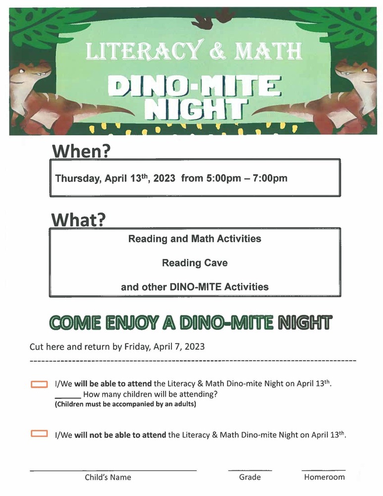 Literacy & Math Dino-Mite Night